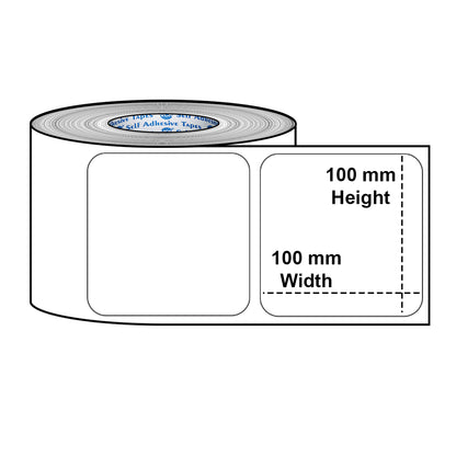 VCR 4 x 4 Direct Thermal Label Sticker - 4 x 4 inches - 100mm x 100mm - 500 Labels Per Roll - Pack of 1 Roll - White Self Adhesive Sticker for Printing Shipping or Barcoding Labels 1 inch core