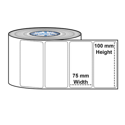 VCR 4 x 3 Direct Thermal Label Sticker - 4 x 3 inches - 100mm x 75mm - 500 Labels Per Roll - Pack of 1 Roll - White Self Adhesive Sticker for Printing Shipping or Barcoding Labels 1 inch core