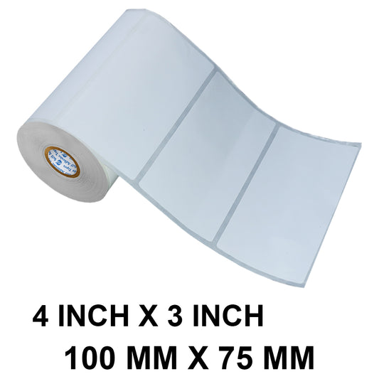 VCR 4 x 3 Direct Thermal Label Sticker - 4 x 3 inches - 100mm x 75mm - 500 Labels Per Roll - Pack of 1 Roll - White Self Adhesive Sticker for Printing Shipping or Barcoding Labels 1 inch core