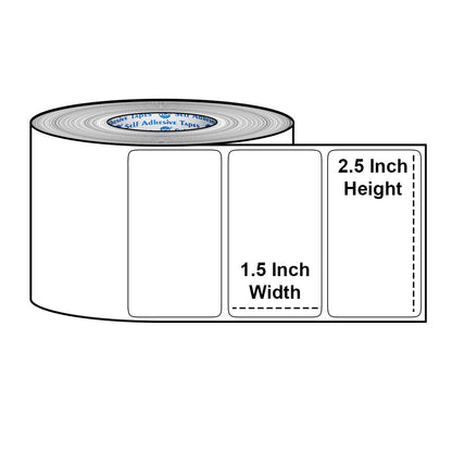 VCR 2 x 1.5 Direct Thermal Barcode Label Sticker - 2 x 1.5 inches - 50mm x 38mm - 1000 Labels Per Roll - Pack of 1 Roll - White Self Adhesive Sticker for Printing Barcoding Labels 1 inch core