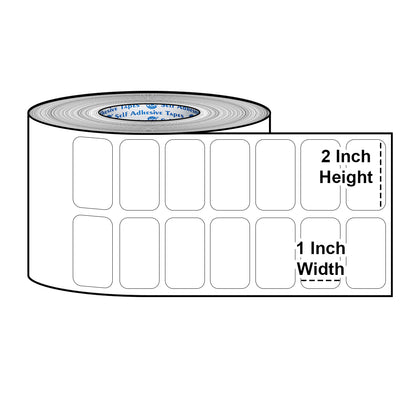 VCR 2 x 1 Direct Thermal Barcode Label Sticker - 2 x 1 inches - 50mm x 25mm - 2 Ups - 2000 Labels Per Roll - Pack of 1 Roll -White Self Adhesive Sticker for Printing Barcoding Labels 1 inch core