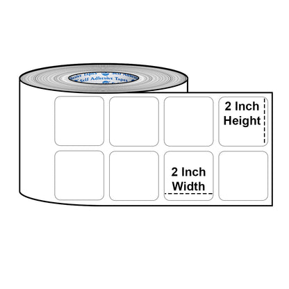 VCR 2 x 2 Direct Thermal Barcode Label Sticker - 2 x 2 inches - 50mm x 50mm - 2 Ups - 2000 Labels Per Roll - Pack of 1 Roll -White Self Adhesive Sticker for Printing Barcoding Labels 1 inch core