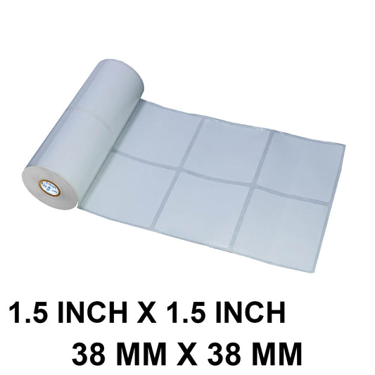 VCR 1.5 x 1.5 Direct Thermal Barcode Label Sticker - 1.5 x 1.5 inches - 38mm x 38mm - 2 Ups - 2000 Labels Per Roll - Pack of 1 Roll - White Self Adhesive Barcoding Sticker 1 inch core