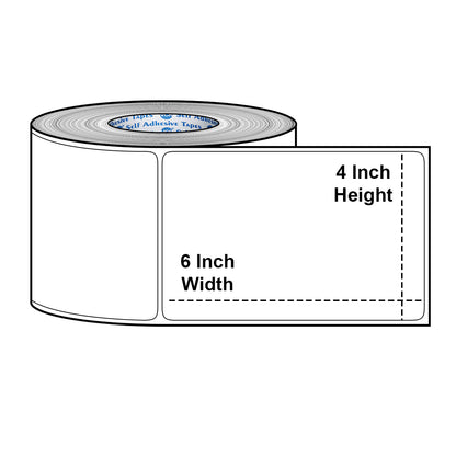 VCR 4 x 6 Direct Thermal Label Sticker - 4 x 6 inches - 100mm x 150mm - 400 Labels Per Roll - Pack of 1 Roll - White Self Adhesive Sticker for Printing Ecommerce Shipping Labels 1 inch core