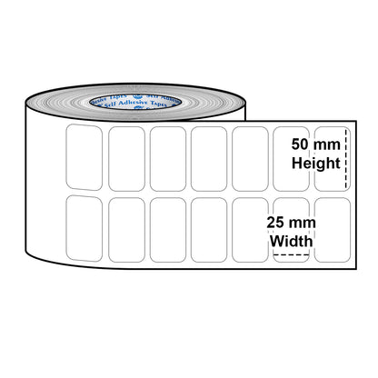 VCR 2 x 1 Direct Thermal Barcode Label Sticker - 2 x 1 inches - 50mm x 25mm - 2 Ups - 2000 Labels Per Roll - Pack of 1 Roll -White Self Adhesive Sticker for Printing Barcoding Labels 1 inch core