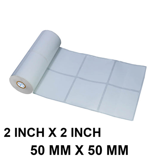 VCR 2 x 2 Direct Thermal Barcode Label Sticker - 2 x 2 inches - 50mm x 50mm - 2 Ups - 2000 Labels Per Roll - Pack of 1 Roll -White Self Adhesive Sticker for Printing Barcoding Labels 1 inch core