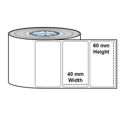 VCR 2.5 x 1.5 Direct Thermal Barcode Label Sticker - 2.5 x 1.5 inches - 60mm x 40mm - 500 Labels Per Roll - Pack of 1 Roll - White Self Adhesive Sticker for Printing Barcoding Labels 1 inch core