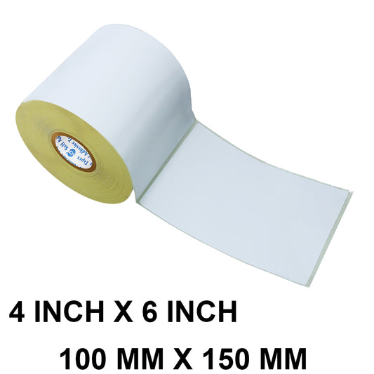 VCR 4 x 6 Direct Thermal Label Sticker - 4 x 6 inches - 100mm x 150mm - 400 Labels Per Roll - Pack of 1 Roll - White Self Adhesive Sticker for Printing Ecommerce Shipping Labels 1 inch core