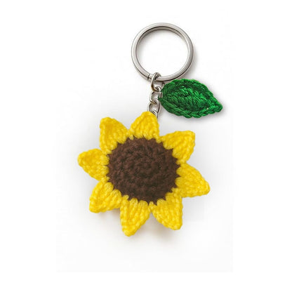 VCR Handmade Crochet Sunflower Keychain - Pack of 1 - Hand Woven Knitted Artificial Keychain Hand Knitted Keychain  For Bag, Purse And Car