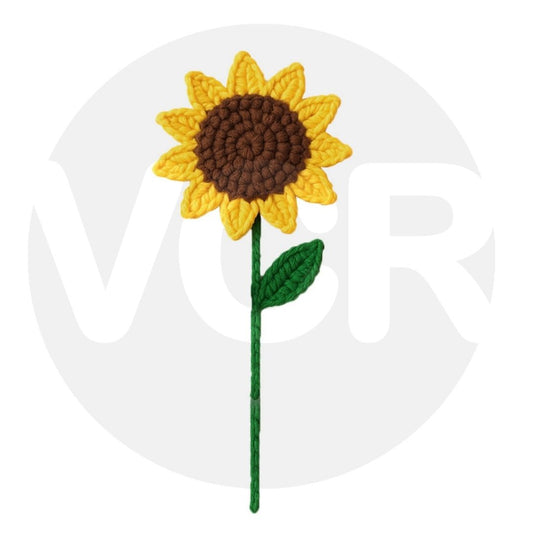 VCR Handmade Crochet Sunflower Hand Woven Knitted Artificial Sunflower Hand Knitted Flower for office Desk, Table, Car, Bedroom, Wedding & Special Occasions