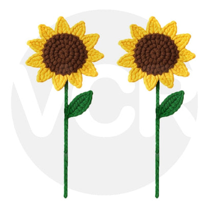 VCR Handmade Crochet Sunflower Hand Woven Knitted Artificial Sunflower Hand Knitted Flower for office Desk, Table, Car, Bedroom, Wedding & Special Occasions