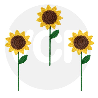 VCR Handmade Crochet Sunflower Hand Woven Knitted Artificial Sunflower Hand Knitted Flower for office Desk, Table, Car, Bedroom, Wedding & Special Occasions