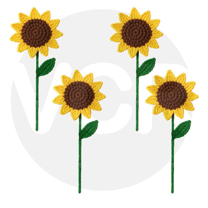 VCR Handmade Crochet Sunflower Hand Woven Knitted Artificial Sunflower Hand Knitted Flower for office Desk, Table, Car, Bedroom, Wedding & Special Occasions