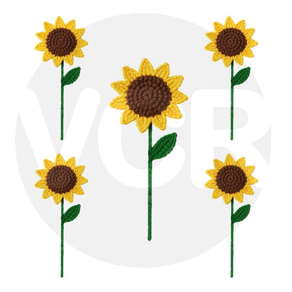 VCR Handmade Crochet Sunflower Hand Woven Knitted Artificial Sunflower Hand Knitted Flower for office Desk, Table, Car, Bedroom, Wedding & Special Occasions