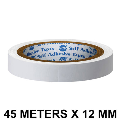 VCR Double Side Tissue Tape - 45 Meters in Length - 12mm / 0.5" Width- Easy Tear for Double Sided Adhesive Use, Best for Arts, Crafts, Photography, Scrapbooking.