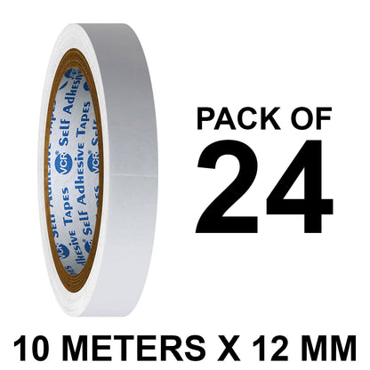 VCR Double Side Tissue Tape - 10 Meters in Length - 12mm / 0.5" Width - Easy Tear for Double Sided Adhesive Use, Best for Arts, Crafts, Photography, Scrapbooking.
