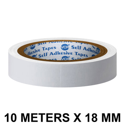 VCR Double Side Tissue Tape - 10 Meters in Length - 18mm / 0.75" Width - Easy Tear for Double Sided Adhesive Use, Best for Arts, Crafts, Photography, Scrapbooking.