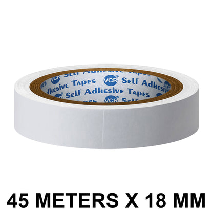 VCR Double Side Tissue Tape - 45 Meters in Length - 18mm / 0.75" Width - Easy Tear for Double Sided Adhesive Use, Best for Arts, Crafts, Photography, Scrapbooking.