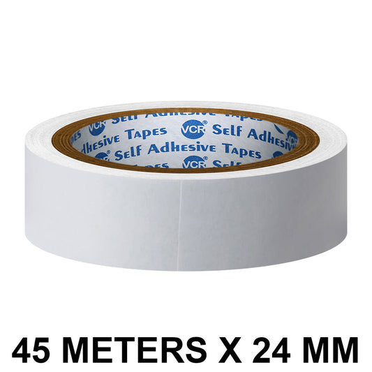VCR Double Side Tissue Tape - 45 Meters in Length - 24mm / 01" Width - 01 Roll Per Pack - Easy Tear for Double Sided Adhesive Use, Best for Arts, Crafts, Photography, Scrapbooking.
