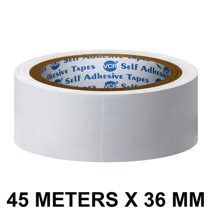 VCR Double Side Tissue Tape - 45 Meters in Length - 36mm / 1.5" Width - Easy Tear for Double Sided Adhesive Use, Best for Arts, Crafts, Photography, Scrapbooking.