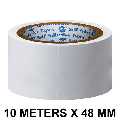 VCR Double Side Tissue Tape - 10 Meters in Length - 48mm / 02" Width - Easy Tear for Double Sided Adhesive Use, Best for Arts, Crafts, Photography, Scrapbooking.