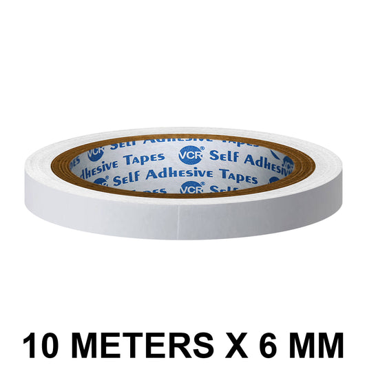 VCR Double Side Tissue Tape - 10 Meters in Length - 06mm / 0.25" Width Easy Tear for Double Sided Adhesive Use, Best for Arts, Crafts, Photography, Scrapbooking.