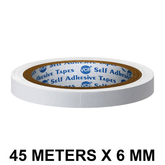 VCR Double Side Tissue Tape - 45 Meters in Length - 06mm / 0.25" Width - Easy Tear for Double Sided Adhesive Use, Best for Arts, Crafts, Photography, Scrapbooking.