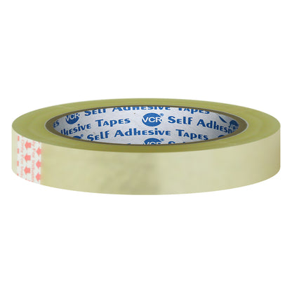 VCR Self Adhesive Transparent Cello Tape - 12mm / 0.5" Width - BOPP Industrial Packaging Tape for E-Commerce Box Packing, Office and Home use
