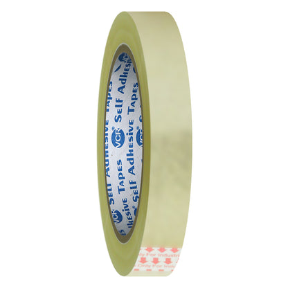 VCR Self Adhesive Transparent Cello Tape - 12mm / 0.5" Width - BOPP Industrial Packaging Tape for E-Commerce Box Packing, Office and Home use