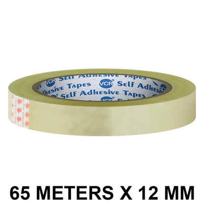 VCR Self Adhesive Transparent Cello Tape - 12mm / 0.5" Width - BOPP Industrial Packaging Tape for E-Commerce Box Packing, Office and Home use