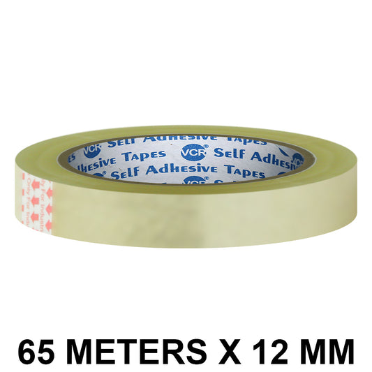 VCR Self Adhesive Transparent Cello Tape - 12mm / 0.5" Width - BOPP Industrial Packaging Tape for E-Commerce Box Packing, Office and Home use
