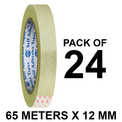 VCR Self Adhesive Transparent Cello Tape - 12mm / 0.5" Width - BOPP Industrial Packaging Tape for E-Commerce Box Packing, Office and Home use