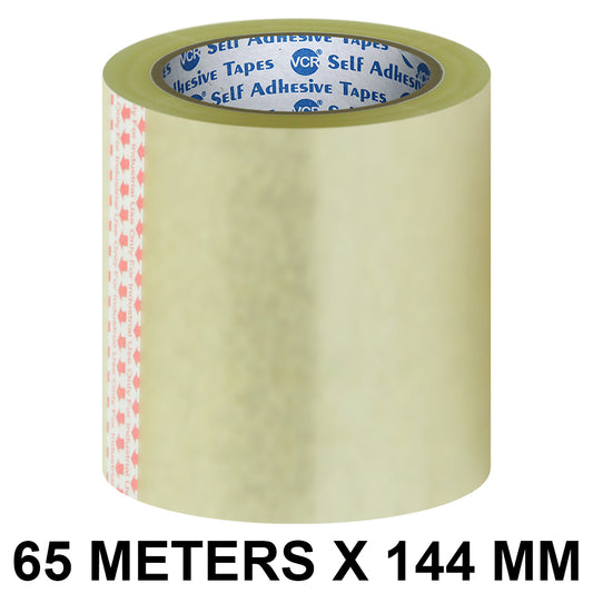 VCR Self Adhesive Transparent Cello Tape - 144mm / 6" Width - BOPP Industrial Packaging Tape for E-Commerce Box Packing, Office and Home use