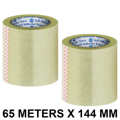 VCR Self Adhesive Transparent Cello Tape - 144mm / 6" Width - BOPP Industrial Packaging Tape for E-Commerce Box Packing, Office and Home use
