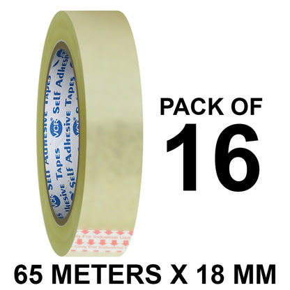 VCR Self Adhesive Transparent Cello Tape - 18mm / 0.75" Width - BOPP Industrial Packaging Tape for E-Commerce Box Packing, Office and Home use