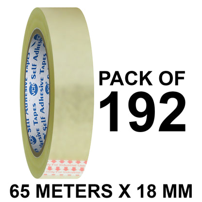 VCR Self Adhesive Transparent Cello Tape - 18mm / 0.75" Width - BOPP Industrial Packaging Tape for E-Commerce Box Packing, Office and Home use