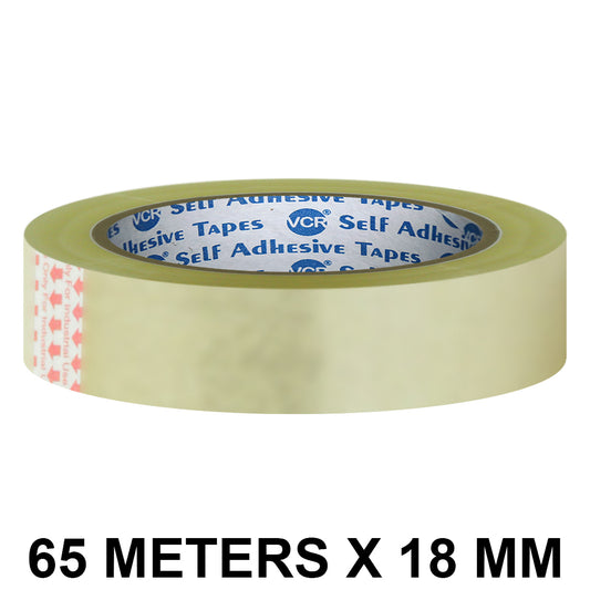 VCR Self Adhesive Transparent Cello Tape - 18mm / 0.75" Width - BOPP Industrial Packaging Tape for E-Commerce Box Packing, Office and Home use