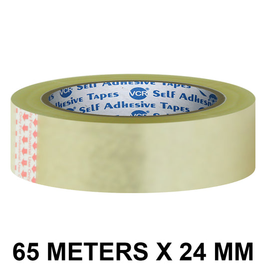 VCR Self Adhesive Transparent Cello Tape - 24mm / 1" Width BOPP Industrial Packaging Tape for E-Commerce Box Packing, Office and Home use