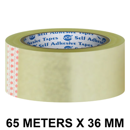 VCR Self Adhesive Transparent Cello Tape - 36mm / 1.5" Width - BOPP Industrial Packaging Tape for E-Commerce Box Packing, Office and Home use