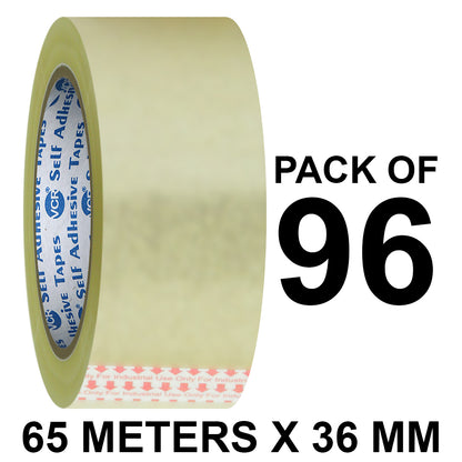 VCR Self Adhesive Transparent Cello Tape - 36mm / 1.5" Width - BOPP Industrial Packaging Tape for E-Commerce Box Packing, Office and Home use