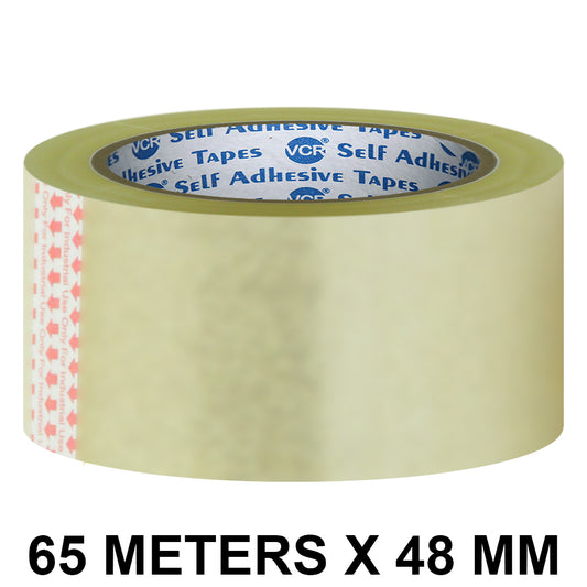 VCR Self Adhesive Transparent Cello Tape - 48mm / 2" Width - BOPP Industrial Packaging Tape for E-Commerce Box Packing, Office and Home use