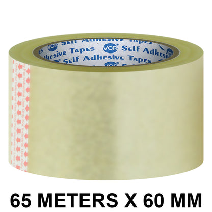VCR Self Adhesive Transparent Cello Tape - 60mm / 2.5" Width - BOPP Industrial Packaging Tape for E-Commerce Box Packing, Office and Home use