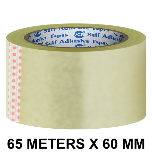 VCR Self Adhesive Transparent Cello Tape - 60mm / 2.5" Width - BOPP Industrial Packaging Tape for E-Commerce Box Packing, Office and Home use