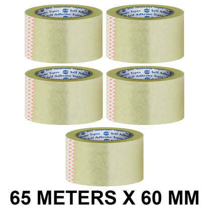 VCR Self Adhesive Transparent Cello Tape - 60mm / 2.5" Width - BOPP Industrial Packaging Tape for E-Commerce Box Packing, Office and Home use