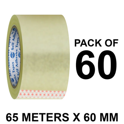 VCR Self Adhesive Transparent Cello Tape - 60mm / 2.5" Width - BOPP Industrial Packaging Tape for E-Commerce Box Packing, Office and Home use