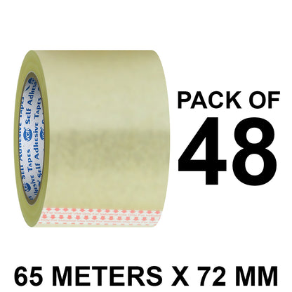 VCR Self Adhesive Transparent Cello Tape - 72mm / 3" Width - BOPP Industrial Packaging Tape for E-Commerce Box Packing, Office and Home use