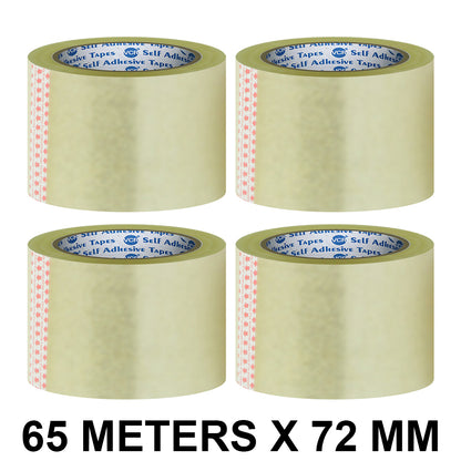 VCR Self Adhesive Transparent Cello Tape - 72mm / 3" Width - BOPP Industrial Packaging Tape for E-Commerce Box Packing, Office and Home use
