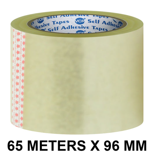VCR Self Adhesive Transparent Cello Tape - 96mm / 4" Width - BOPP Industrial Packaging Tape for E-Commerce Box Packing, Office and Home use
