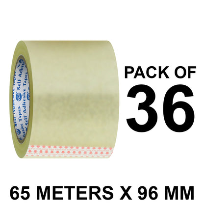 VCR Self Adhesive Transparent Cello Tape - 96mm / 4" Width - BOPP Industrial Packaging Tape for E-Commerce Box Packing, Office and Home use
