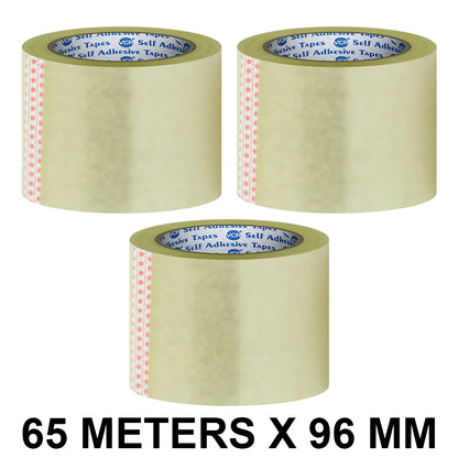 VCR Self Adhesive Transparent Cello Tape - 96mm / 4" Width - BOPP Industrial Packaging Tape for E-Commerce Box Packing, Office and Home use